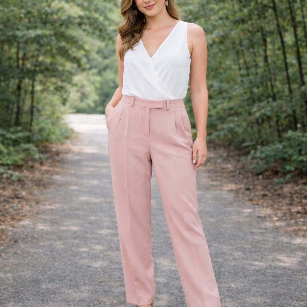 Joseph SZ 40 US 8 BEN CREPE SLIM-LEG PANTS IN PASTEL PINK $405